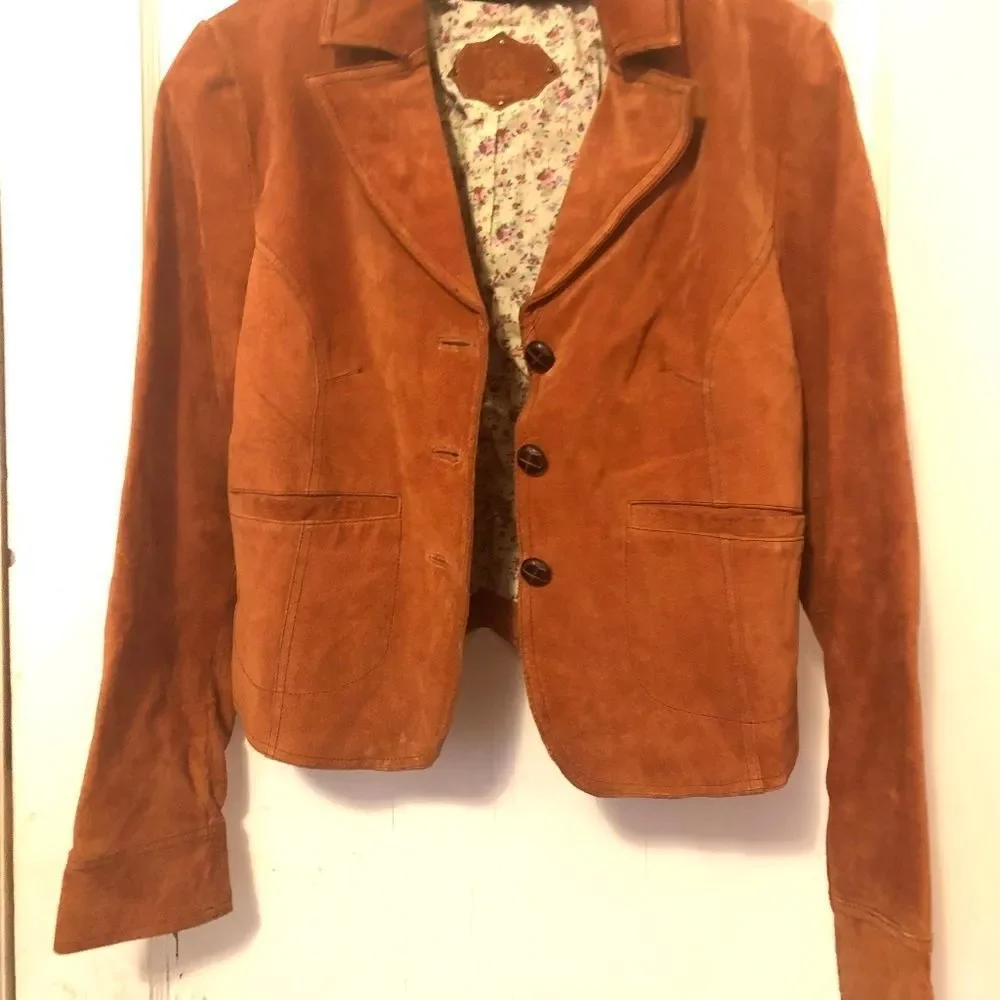 Wilson's leather rust orange suede blazer jacket - Picture 2 of 5